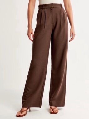 Abercrombie & Fitch Sloane Tailored Trousers Chocolate Brown Minimalist XXS